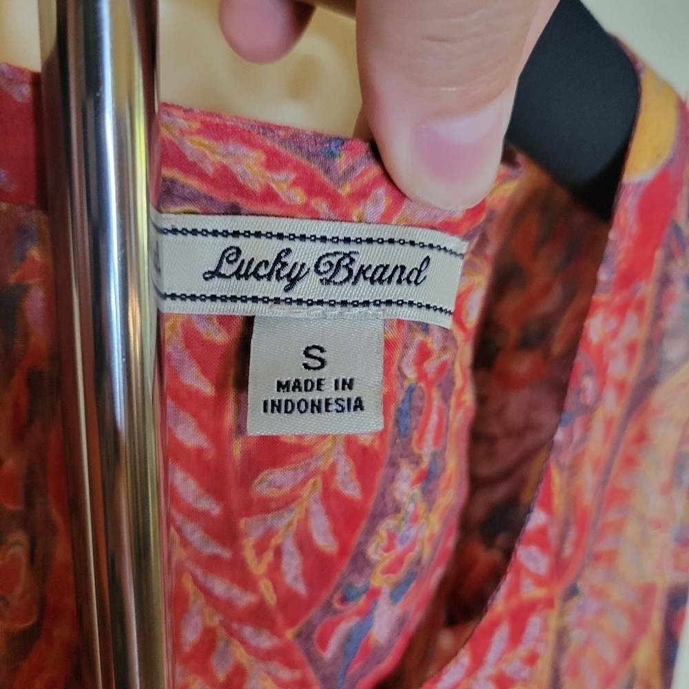 Lucky Brand Boho Paisley Print Sleeveless Button Up Blouse - Picture 5 of 7